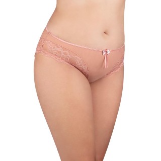 Ψηλόμεσο Bikini Δαντέλα & Τούλι - Σομόν