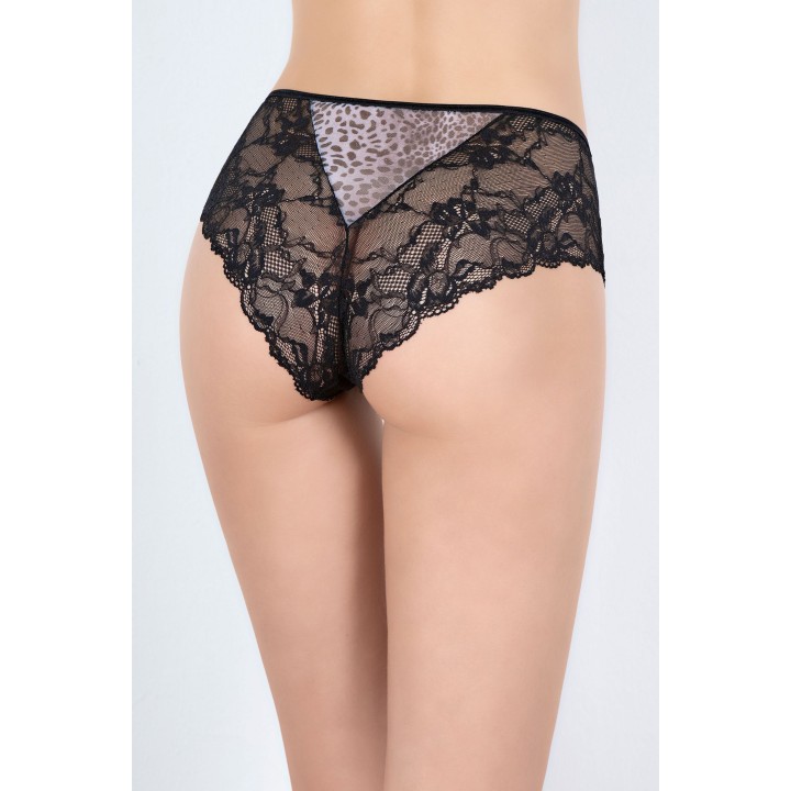 Σλιπ Μπικίνι Δαντέλα και Τούλι – Ασημί Animal Print