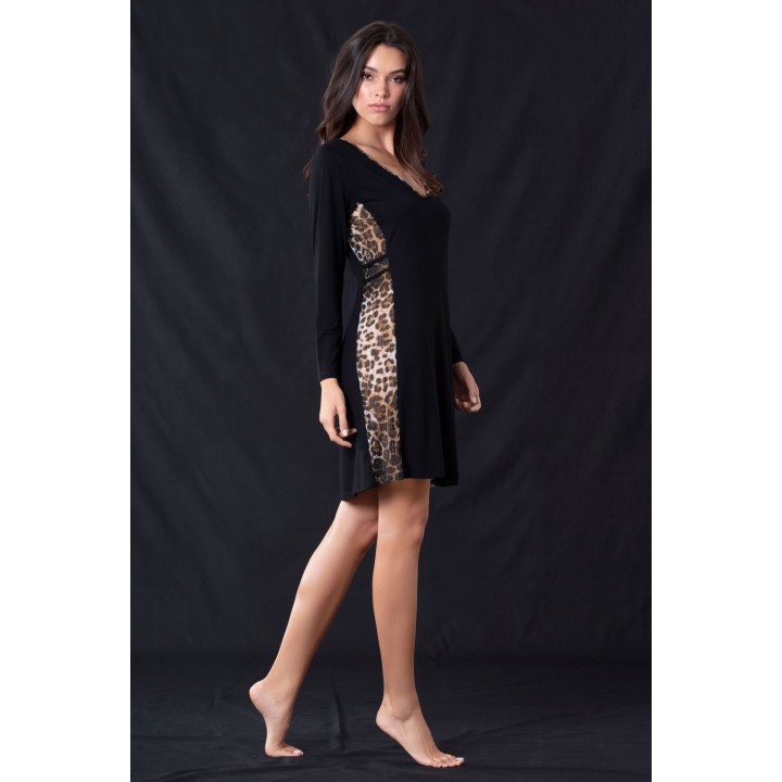 Νυχτικό Βισκόζ - Μαύρο