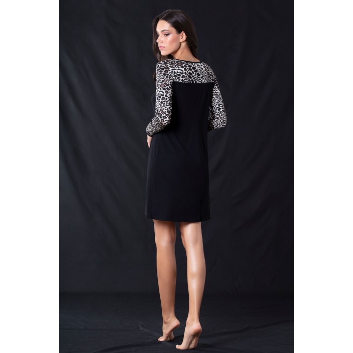 Νυχτικό Βισκόζ - Μαύρο