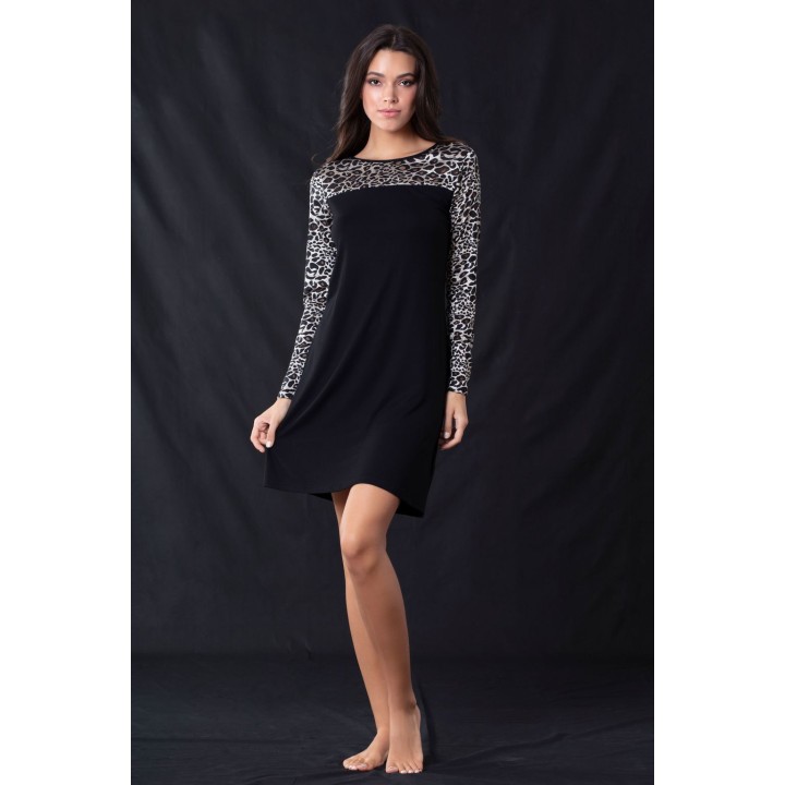 Νυχτικό Βισκόζ - Μαύρο