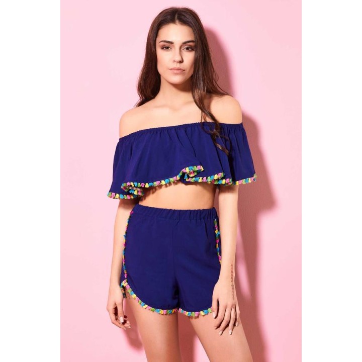 Crop Top Βουάλ - Μπλε