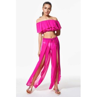 Crop Top Μουσελίνα - Φούξια