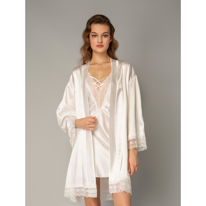 Νυφικό Σατέν Νυχτικό - Λευκό