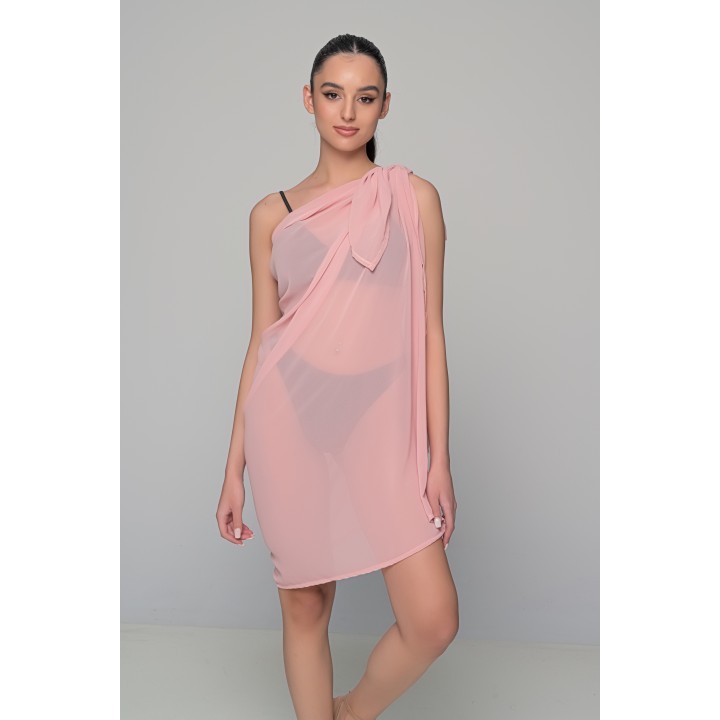 Διάφανο Παρεό Μουσελίνα - Σομόν