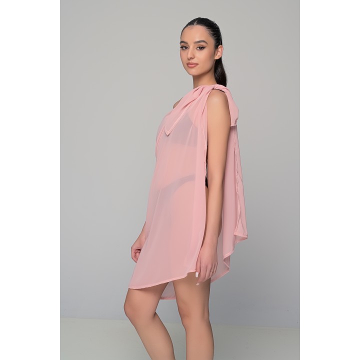 Διάφανο Παρεό Μουσελίνα - Σομόν