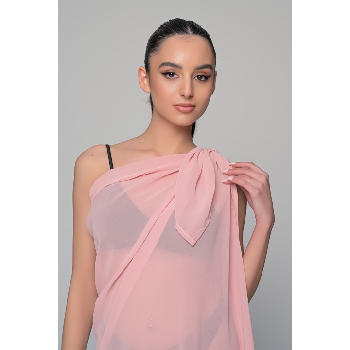 Διάφανο Παρεό Μουσελίνα - Σομόν