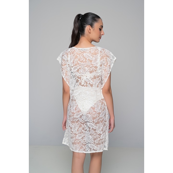 Καφτάνι Παραλίας Δαντέλα - Εκρού