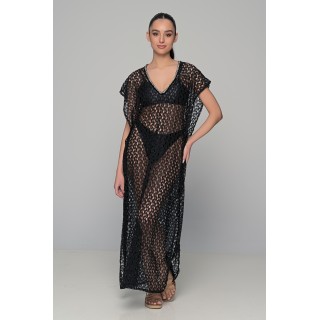 Μάξι Καφτάνι Πλεκτό - Μαύρο