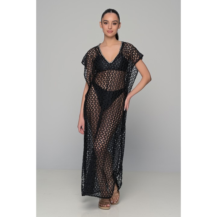 Μάξι Καφτάνι Πλεκτό - Μαύρο