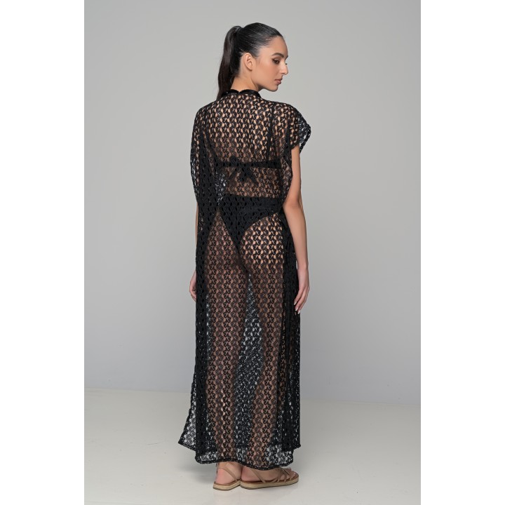 Μάξι Καφτάνι Πλεκτό - Μαύρο