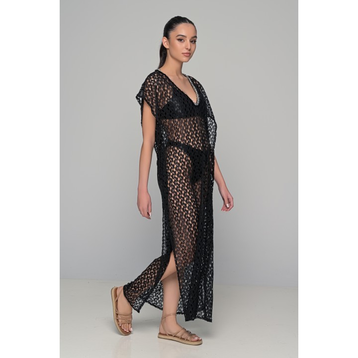 Μάξι Καφτάνι Πλεκτό - Μαύρο