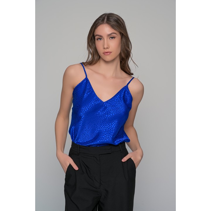 Σατέν Lingerie Top Τιραντάκι - Μπλε ρουά