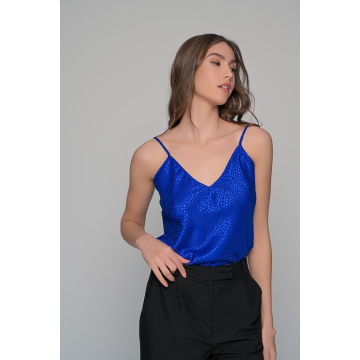 Σατέν Lingerie Top Τιραντάκι - Μπλε ρουά