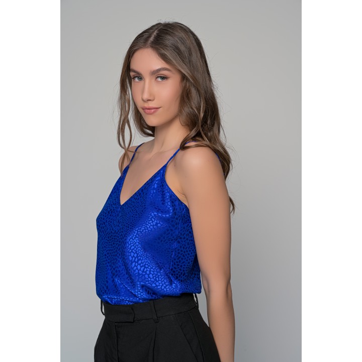 Σατέν Lingerie Top Τιραντάκι - Μπλε ρουά