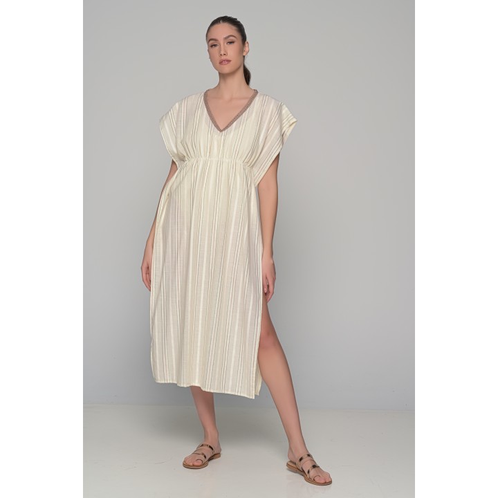Μακριά Τουνίκ Παραλίας 100% Cotton - Ριγέ