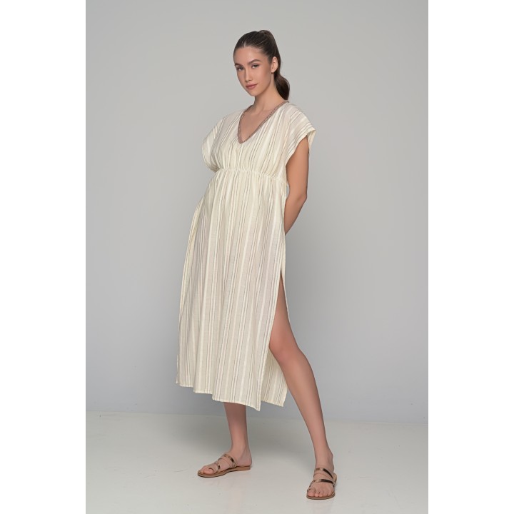 Μακριά Τουνίκ Παραλίας 100% Cotton - Ριγέ