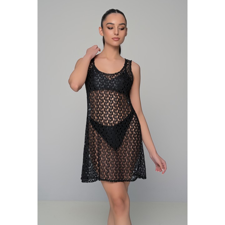 Πλεκτό Φόρεμα Παραλίας - Μαύρο