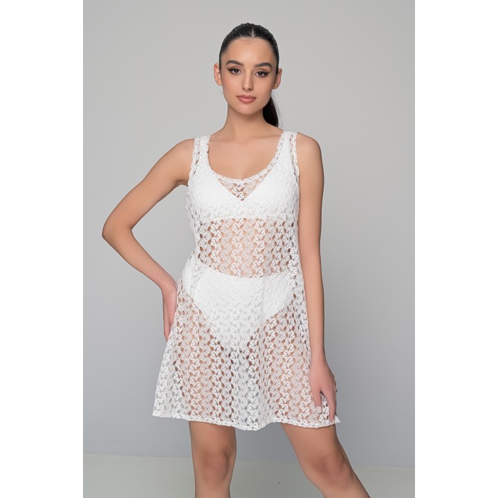 Πλεκτό Φόρεμα Παραλίας - Εκρού