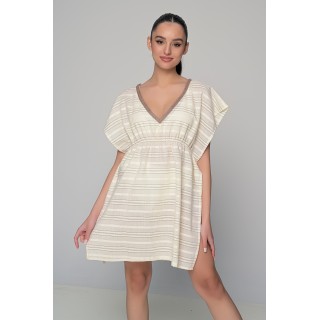 Καφτάνι Παραλίας Κοντό 100% Cotton - Ριγέ