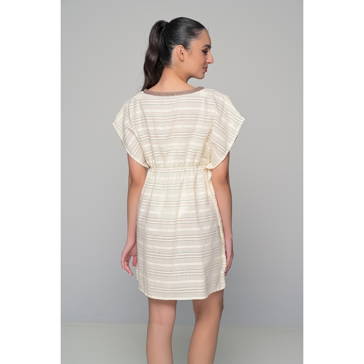 Καφτάνι Παραλίας Κοντό 100% Cotton - Ριγέ