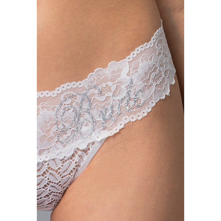 Νυφικό String Δαντέλα με Στάμπα Bride - Ιβουάρ