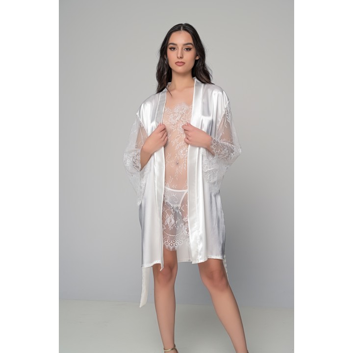 Διάφανο Νυχτικάκι Σετ με Ασορτί String - Ιβουάρ