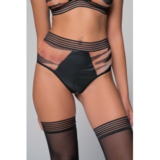 Ψηλόμεσο String Δερματίνη και Τούλι – Τιγρέ