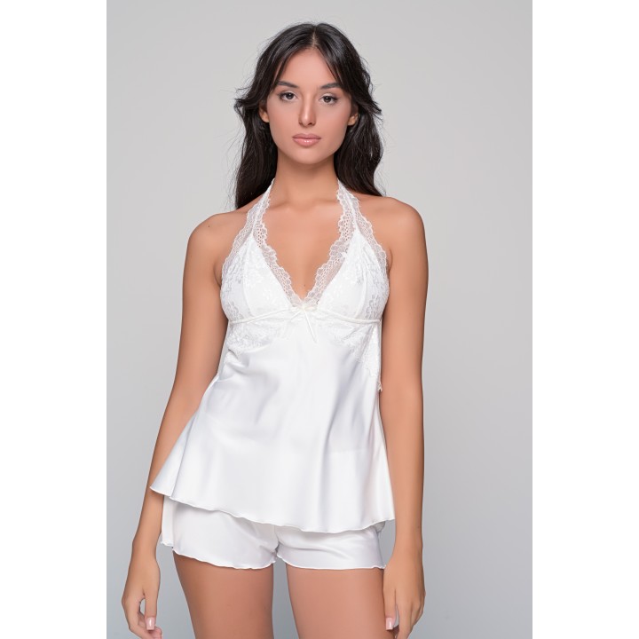 Νυφικό Babydoll Σατέν με Σορτς -Ιβουάρ