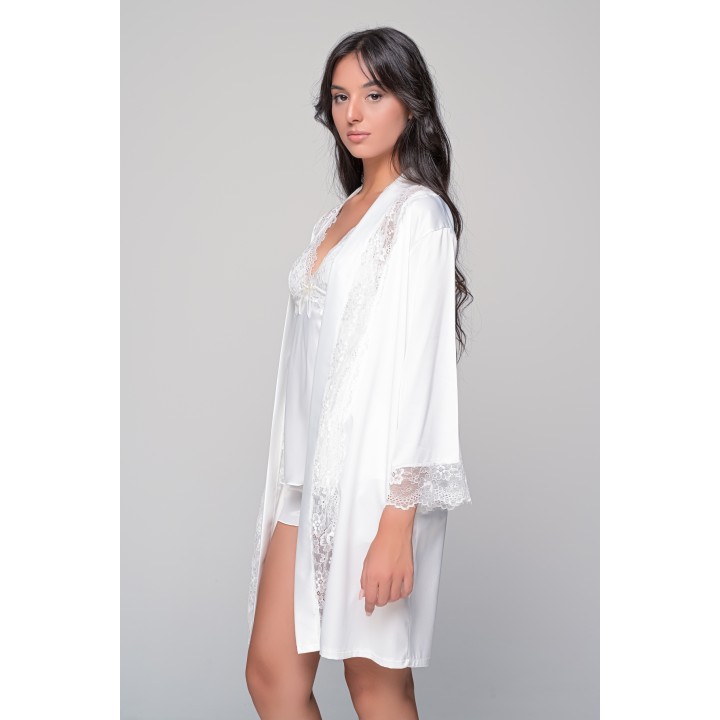 Νυφικό Babydoll Σατέν με Σορτς -Ιβουάρ