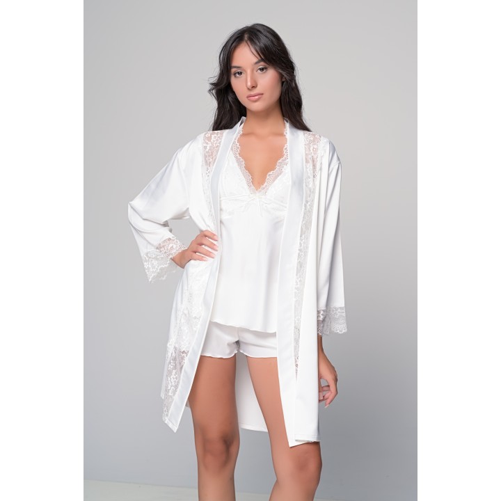 Νυφικό Babydoll Σατέν με Σορτς -Ιβουάρ