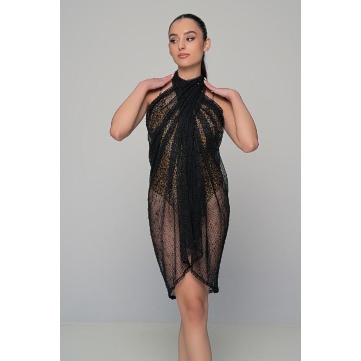 Διχτυωτό Παρεό με Παγέτες - Μαύρο