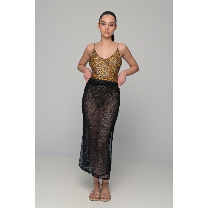 Διχτυωτό Παρεό με Παγέτες - Μαύρο