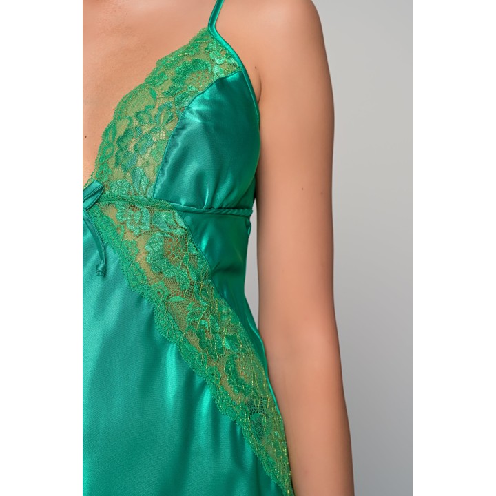 Σετ Σατέν Εσωρούχων Νυχτικό και Ρόμπα - Πράσινο