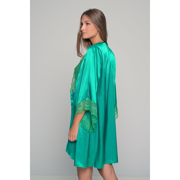 Σετ Σατέν Εσωρούχων Νυχτικό και Ρόμπα - Πράσινο