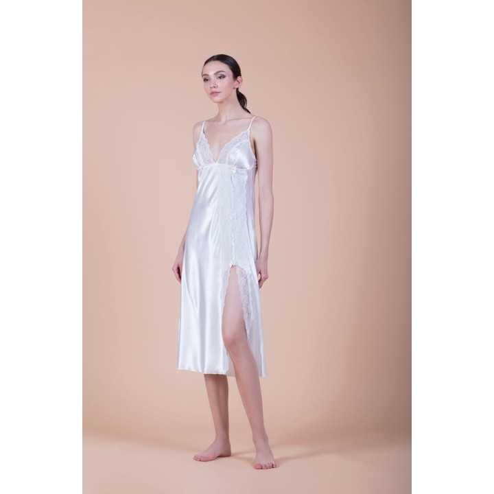 Midi Νυφικό Σατέν Νυχτικό - Ιβουάρ