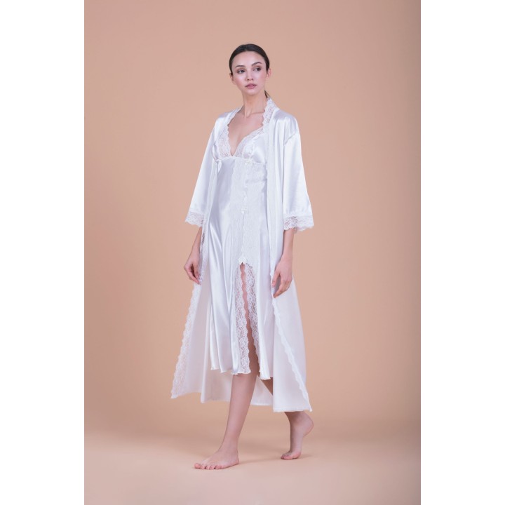 Midi Νυφικό Σατέν Νυχτικό - Ιβουάρ