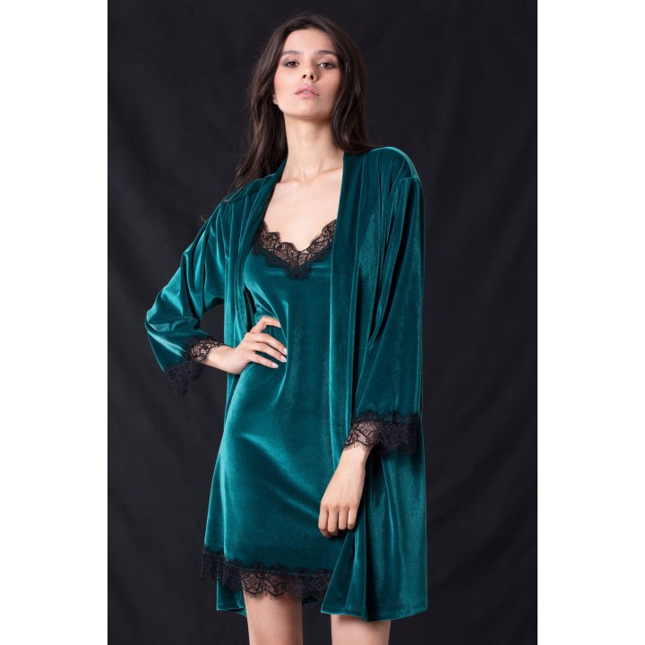 Γυναικείο Νυχτικό Τιραντάκι Βελούδο - Πράσινο