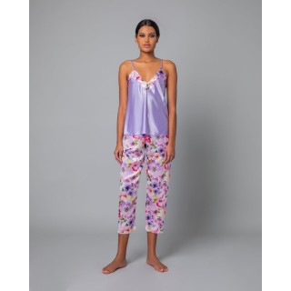 Πυζάμα Σατεν V Ντεκολτέ - Φλοράλ