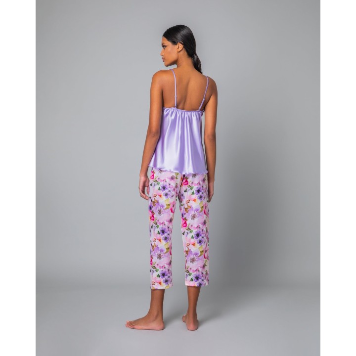 Πυζάμα Σατεν V Ντεκολτέ - Φλοράλ