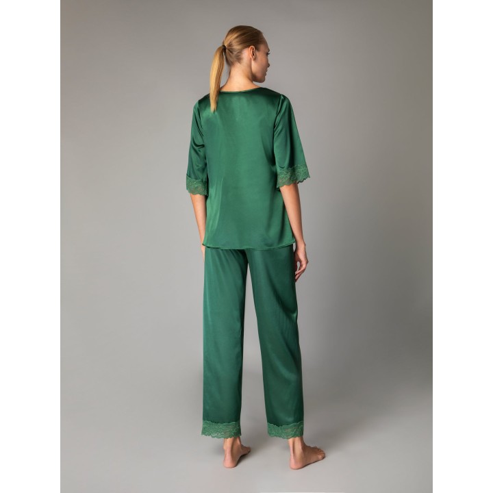 Πυζάμα Σατεν με Δαντέλα - Μπορντό