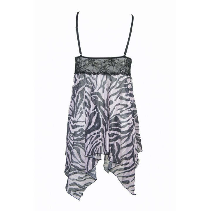 Plus Size Νυχτικό - Ροζ Ζέβρα