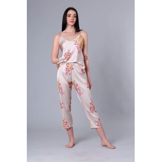 Πυζάμα Σατέν V Ντεκολτέ - Φλοράλ
