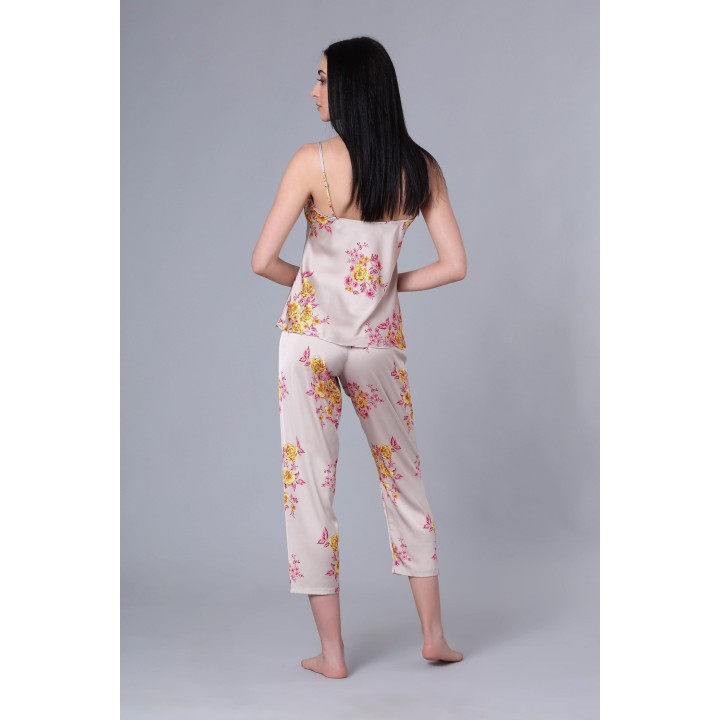 Πυζάμα Σατέν V Ντεκολτέ - Φλοράλ