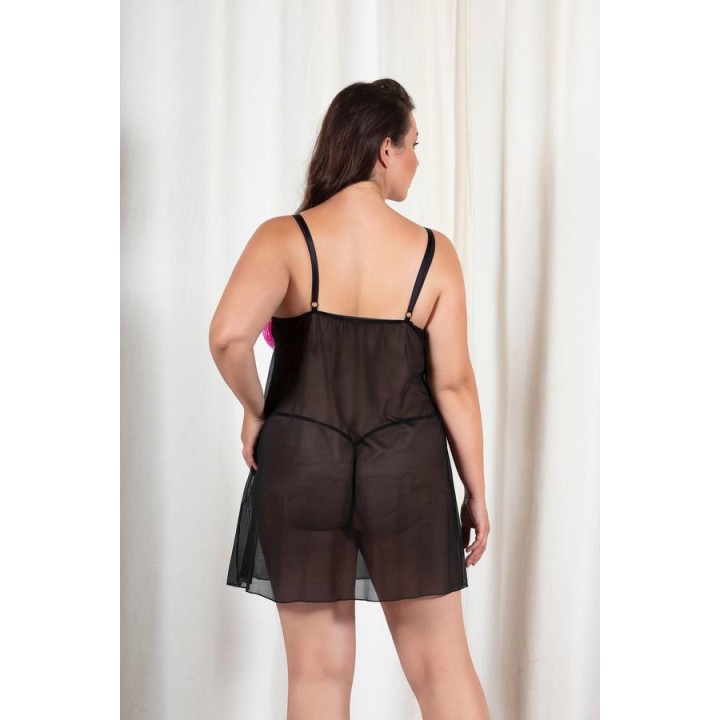 Plus Size Νυχτικό - Ρουά-φούξια