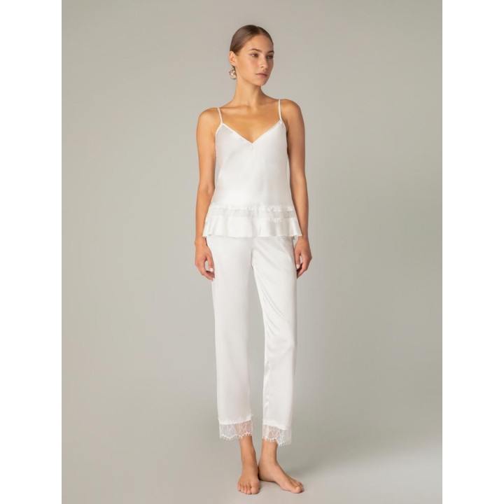 Νυφική Πυζάμα Σατέν Δαντέλα V Ντεκολτέ - Ιβουάρ