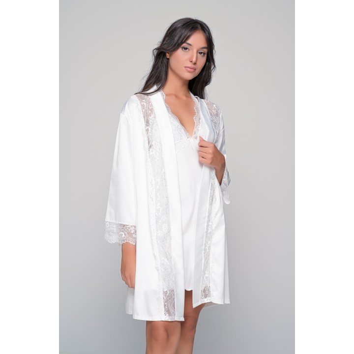 Νυφικό Σατέν Σετ Νυχτικό και Ρόμπα - Ιβουάρ