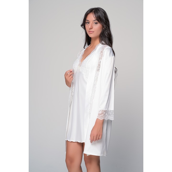 Νυφικό Σατέν Σετ Νυχτικό και Ρόμπα - Ιβουάρ