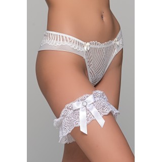 Νυφική Δαντελένια Καλτσοδέτα - Λευκό