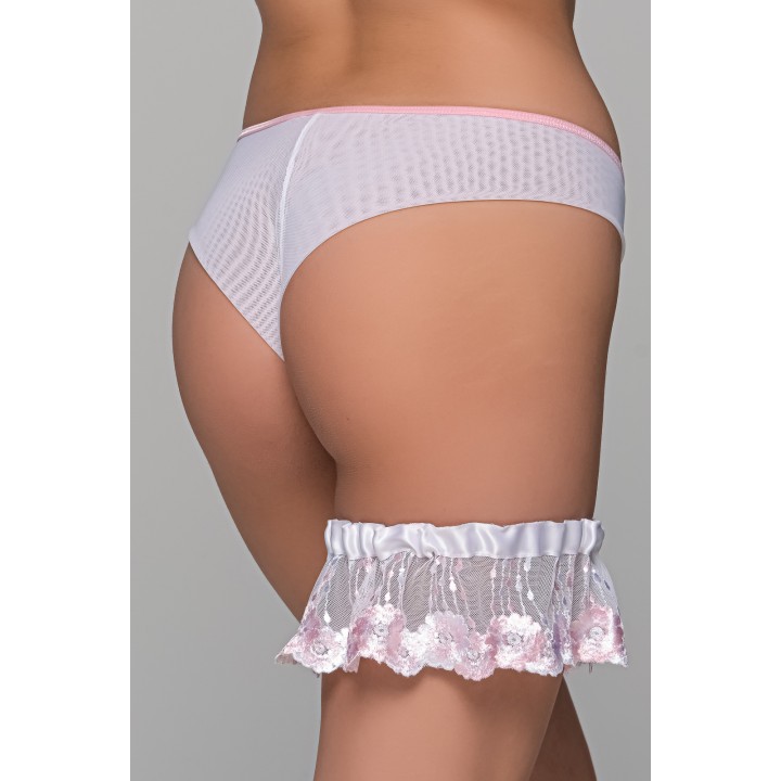 Vintage Νυφική Καλτσοδέτα - Ροζ-Λευκό